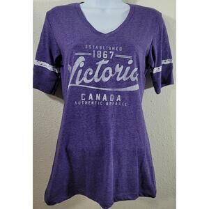 Initial Attraction Purple Heathered Victoria Canada Graphic Top Medium Soft
